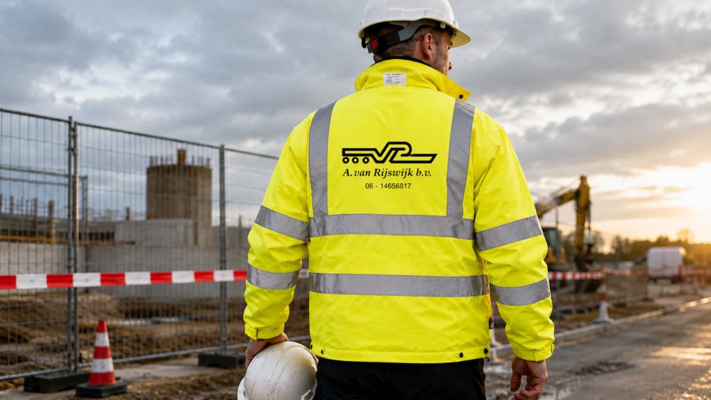 Hero-foto: High-vis werkkleding bedrukt met logo, EN ISO 20471