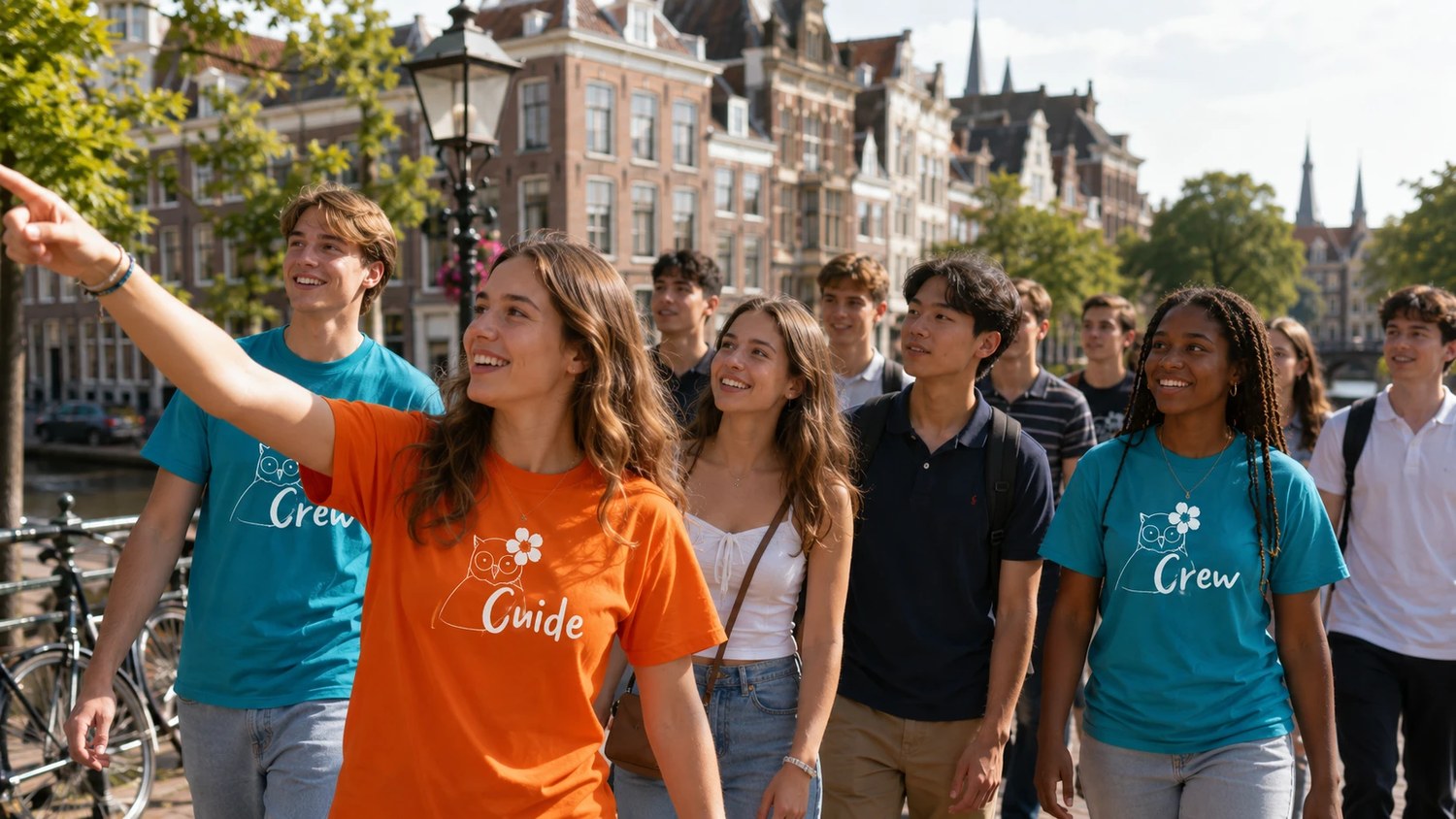 Leidse Hofjes met universiteits-shirts